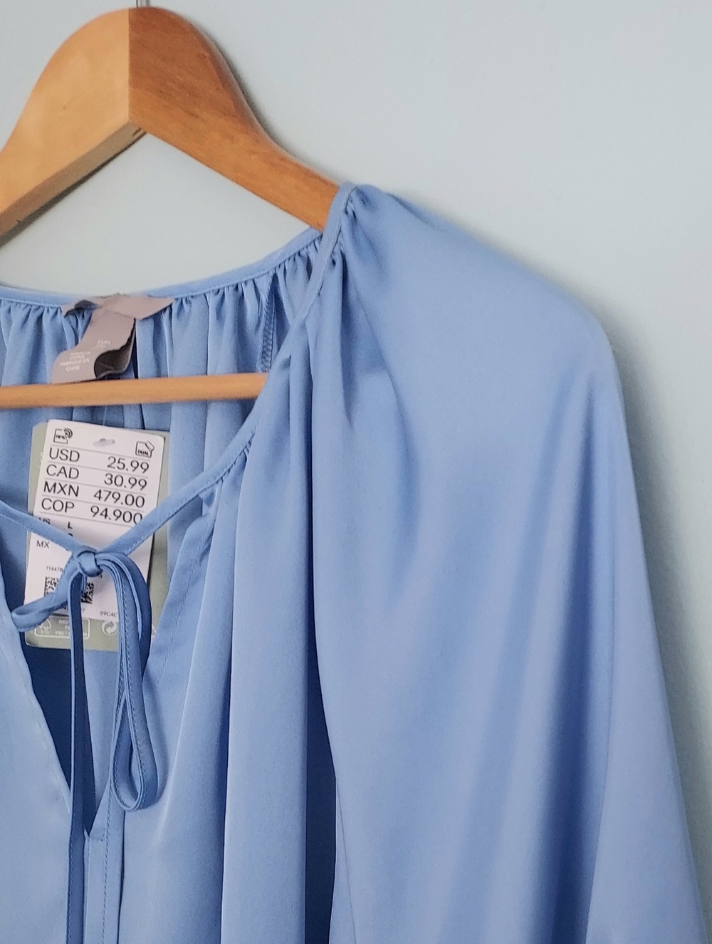 H&M Periwinkle Popover Blouse Top Size Large NEW NWT - Picture 5 of 13